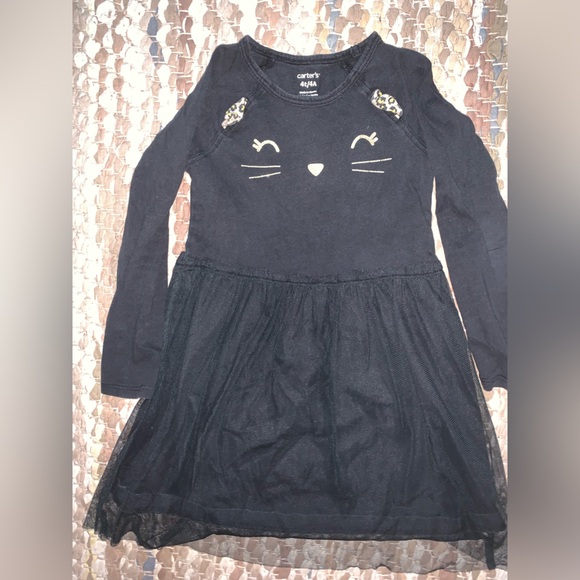 Carter's Other - Carter's Black Cat Face Dress with Mesh Skirt